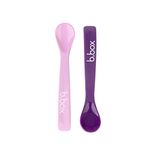 b.box Baby 2 Soft Bite Flexible Spoon Set for 9 Months + | Colors: 1 Pink-1 Purple | Includes 2 Spoons | BPA- | Phthalates & PVC | Dishwasher Safe