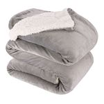 NANPIPER King Size Blanket Warm Sherpa Blanket, Soft Fleece Throw Blanket for Bed, Reversible Thick Fuzzy Blanket for Winter (Light Grey,90x108 inches)