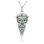 JOVIVI Green Aventurine Reiki Healing Crystal Locket Pendant Necklace Gemstone Hexagonal Pointed Pendulum Dowsing Divination Jewellery for Women