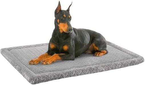 BEAUTYZOO Dog Bed Crate Pad 48 x 30 inch, Dog Crate Mat for Large Dogs, Washable & Anti-Slip Dog Crate Bed Kennel Pad, Chew Proof Dog Crate Pad Durable Cozy Sleeping Rectangle Mattress, Grey
