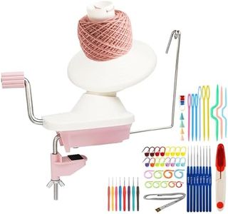 TUAKIMCE Yarn Winder for Knitting Hand Operated, Manual Pink Wool Winder for Swift Yarn Fiber String Ball, 4 Ounce Capacity, Helper for Knitting Enthusiast