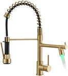 Gold Kitchen Faucet with Sprayer AIMADI,Modern Single Handle Spring Gold Kitchen Sink Faucet