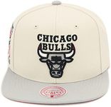 Mitchell & Ness Chicago Bulls NBA Chiment Snapback Hat Cap - Off White/Grey, Off-white, One Size