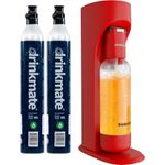 Drinkmate OmniFizz Sparkling Water and Soda Maker, Carbonates Any Drink Not Just Water, Fizzy Drink Maker, Water Carbonator, Sparkling Water Machine, 2x 60L CO2 Cylinder Included, Royal Red