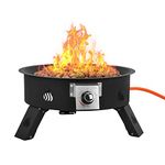 Onlyfire Portable Propane Gas Fire Pit with 4kg Lava Rock, Height Adjustable Gas Firebowl Smokeless Fire Pit for Camping Bonfire Picnic Backyard, Auto-Ignition