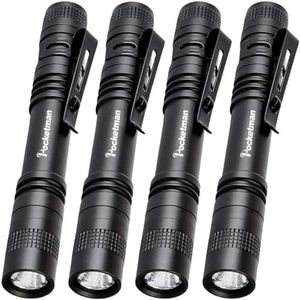 Pocketman 4 Pcs1000LM LED Penlight Flashlight Tactical Torch with Clip(13.3 CM)