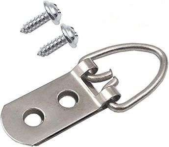 Perchas para marcos de fotos con anillas en D, paquete de 50 unidades, resistentes para colgar, doble agujero con tornillos (50 anillos en D)