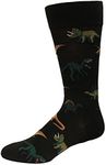 Hot Sox Men's Dinosaur Crew Sock, Black, 6-12.5