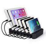 CAIROCK 6 Ports USB Charging Station for Multiple Devices, Detachable Desktop Docking Charging Station Organizer Compatible with iPhone, iPad, Cell Phone, Tablets and More (Black)