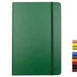 Deziliao Hardcover Notebook Journal 160 Pages, Lined Journal Notebooks for Work, 100Gsm Premium Thick Paper with Pocket, Medium 5.7"x8.4", Christmas Gift（Dark-Green, Ruled）