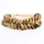 DIGUAN Messy Wide 2 Strands Synthetic Hair Braided Headband Classic Chunky Plaited Braids Elastic Stretch Hairpiece Women Girl Beauty Boho accessory, 62g/2.1 oz (Highlighted)