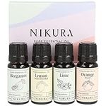 Nikura Citrus Oils Set - 4 x 10ml | Perfect for Cleaning, Aromatherapy, Diffusers for Home, Incense, Laundry | 100% Pure and Natural Essential Oils Including Bergamot, Lemon, Lime and Sweet Orange