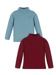 Plum Tree Girls 100% Cotton Turtle Neck Full Sleeve T-Shirt (pack of 2)