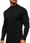 Rela Bota Mens Half Turtleneck Long Sleeve Pullover Basic Designed Undershirt Stretch Slim Fit Sweaters, Black, X-Large