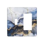 Bavy Blue Marble Gold Line Abstract 2-Gang 1-Toggle 1-Decora/Gfci Device Combination Light Switch Cover Decorative Outlet Cover Wall Plate Switchplate