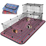 FHTONGE Extra Large Guinea Pig Cage Loft with 2 Waterproof Bedding, DIY Expandable Guinea Pig Playpen with Mat, Modular Small Animal Playpen with Mat for Rat Hamster Chinchilla Bunny (24x C&C Panels)