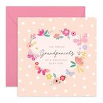 Central 23 New Baby Card - Proud Grandparents Of A Beautiful Baby Girl - Pretty Greeting Cards For Birth Of New Granddaughter - Congratulations Congrats Grandma Grandad - Comes With Stickers