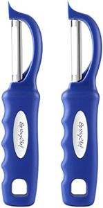 Spring Chef Swivel Vegetable Peeler for Kitchen, Stainless Steel Potato Peeler with Comfortable Handle, Dishwasher Safe Apple Peeler, Premium Food Peeler with Sharp Blades - Sapphire - Set of 2