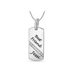 LeCalla Gifts for Fathers Day 925 Sterling Silver Personalised Necklace for Women | Customized Name or Message Pendant Necklace for Men| Best Friend CZ Dog Tag | Custom Jewellery Gift for Birthday