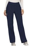 Cherokee Women Scrubs Pant Workwear Revolution Mid Rise Straight Leg Pull-On WW110, Navy, Large