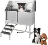 GarveeLife 62" Pet Dog Washing Station with Ramp, Professional Stainless Steel Dog Grooming Tub with Soap Box, Faucet, Dog Bathtub for Large,Medium,Small Pets, Washing Sink for Home