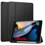 ZtotopCase for New iPad 9th/8th/7th Generation Case with Pencil Holder, Lightweight Slim Protective, Soft TPU Cover with Auto Wake/Sleep, Tri-fold Stand for iPad 10.2 Inch 2021/2020/2019, Black