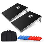 COSTWAY Bean Bag Toss Game, Foldable Design & Side Handle for Easy Movement, Aluminum Alloy CornHole Game with 8 Bean Bags and Waterproof Carry Case