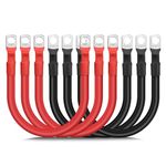 Linkstyle 6PCS 4 AWG Battery Cables,30CM/12inch Marine Battery Inverter Cables Set,with 3/8" Tinned Copper Lugs, for Automotive Solar, ATV, RV