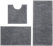 Hodeacc 3 Pcs Non Slip Bath Bathroom Mat Set,High Water Absorbent Density Soft Microfiber Toilet Mat Toilet Pedestal Mat Machine Washable Bathroom Mats Carpet 50x50cm/40x60cm/50x80cm (Gray)