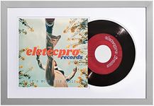 eletecpro Record Frame 16x24 Inches with 2 Double Sided Mats (Black & White), Jukebox Record Album Frames for 12x12 LP Covers, Vinyl Record Display Wall Mounting, Home Decor, Grey Picture Frame