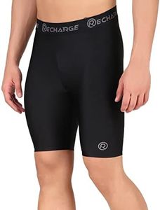 ReDesign Apparels Recharge Men's Polyester Compression Sports Half Tights Shorts (Black, Large)