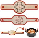 Silicone Bread Sling Oval and Round - Non-Stick & Easy Clean Reusable Oval Silicone Baking Mat for dutch oven. With Long Handles Sourdough Bread Baking mat tools supplier Liner,2 Brown Set