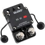 GLOSO E9AL LED Indicator T1 Auto Reset Side by Side Stud, Marine RV Truck Hi-Amp Circuit Breaker (5/16", 60A)