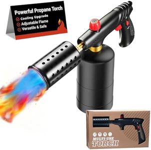 Annatuoli Propane Torch, Cooking Blow Torch Gun with Safety Lock, Charcoal Lighter, Flame Thrower, Kitchen Food Torch Head for Grill, Sous Vide, BBQ (Tank Not Included) (Carbon fiber)