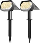 Quntis Solar Spotlight Outdoor Garden Lights, IP65 Waterproof Solar Landscape Spotlights Solar & USB C Powered Solar Garden Wall Lights Warm White for Fence Pathway Porch Walkway Lawn-2 Pack