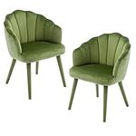 chairus Velvet Dining Chairs Set of 2 Living Room Modern Corner Chairs for Bedroom Kitchen Arm Chairs with Wooden Legs (Green-2)