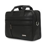 Zipline Office Faux Leather laptop bag for Men - Fits 14/15/15.6 inch Laptop/Tablet Messenger Bags For Mens (1-Black Bag)