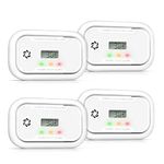 Carbon Monoxide Detector Portable with Digital LCD Display, Carbon Monoxide Alarm, Replaceable Battery Operated CO Alarm Detector, 10-Year Lifespan, Conforms to EN 50291 Standard, 4 Pack