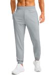 Soothfeel Men's Joggers with Zipper Pockets Golf Joggers Lightweight Sweatpants Athletic Workout Pants for Men Track, Grey, Medium