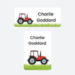 43 x No Iron Stick On Name Labels Waterproof Washable Great for Clothes, School Uniform, Equipment, Shoes and More. School, Nursery, Day Care, Hospital - Range of Designs Available (Tractor)