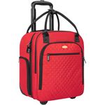 TORIBIO 16" Underseat Carry On Suitcase Wheeled, Women's Carry-On Luggage Lightweight Overnight Suitcase for Men Women Travel Business, Multi-Functional Rolling Bag with Wheels,16 Inch, Red