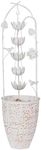 Alpine Corporation YHL866 Metal Rustic Fountain with Flower, Waterfall for Garden, Patio, & Lawn, 30" H, White