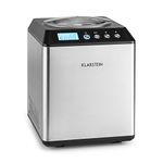 KLARSTEIN Vanilla Sky Ice Cream Machine - Ice Cream Maker, Compressor, 2 l, 180W, No Pre-Cooling is Required, Includes 250 ml Measuring Cup and Measuring Spoon, Silver