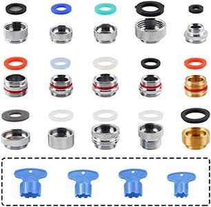 15pcs Faucet Adapter Kit, Brass Faucet Aerator Adapter Set Male Female Kitchen Faucet Adapter Converter to Faucet Aerator, Garden Hose, Standard Hose in RV, Apply on Both Removable and Cache Aerator