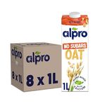 Alpro Oat No Sugars Plant-Based Long Life Drink, Vegan & Dairy Free, 1L (Pack of 8)