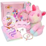 Cherry Tale Unicorns Gifts for Girls, Kids Unicorn Stuffed Animal Plush Toy with Diary Headband Eye Mask Christmas Birthday Presents for Little Girls Age 5 6 7 8 9 10