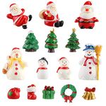 HAKACC Mini Christmas Ornaments, 15 PCS Miniature Christmas Figurines Decoration Ornaments DIY Kit for Garden Accessories Dollhouse Christmas Decoration