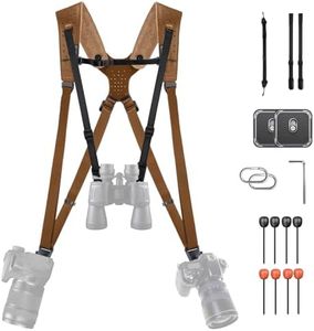 PGYTECH Camera Strap Master, Leather Dual Shoulder Harness for 3 Cameras, Adjustable Camera Harness for Women Professional Photographers, Sports/Wildlife/Wedding/Events Photography Straps, Brown