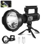 Chanarily Rechargeable Spotlight Flashlight 100000 Lumens with Tripod IPX5 Waterproof Handheld Spotlight 4 Modes Search Light for Camping, Fishing, Hunting, Hiking, Emergency&Other Outdoor Activities