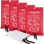 NeaLia Emergency Fire Blanket, Flame Retardant Fire Suppression Blankets, Fireberglass Survival Safety Cover Fireproof Blanket for Kitchen Home Grease Car Camping Office Fire Extinguishers (4 Pack)